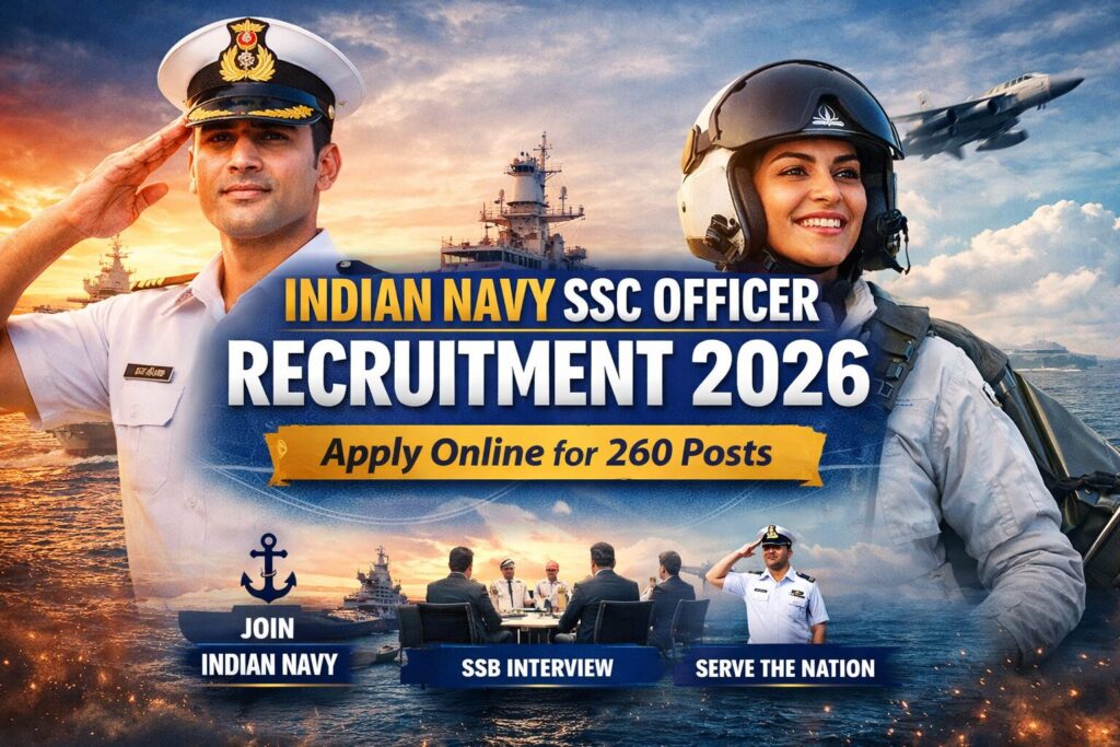 Indian Navy Recruitment 2026 for SSC Officer — Apply Online for 260 Posts