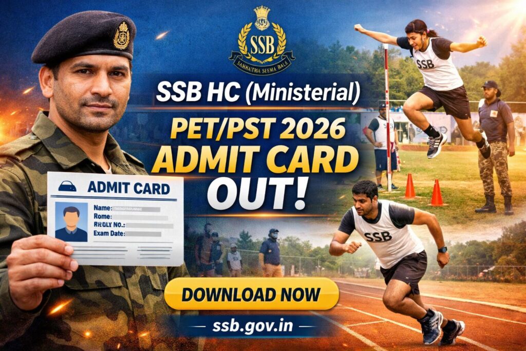 SSB Admit Card for HC (Ministerial) PETPST 2026 OUT